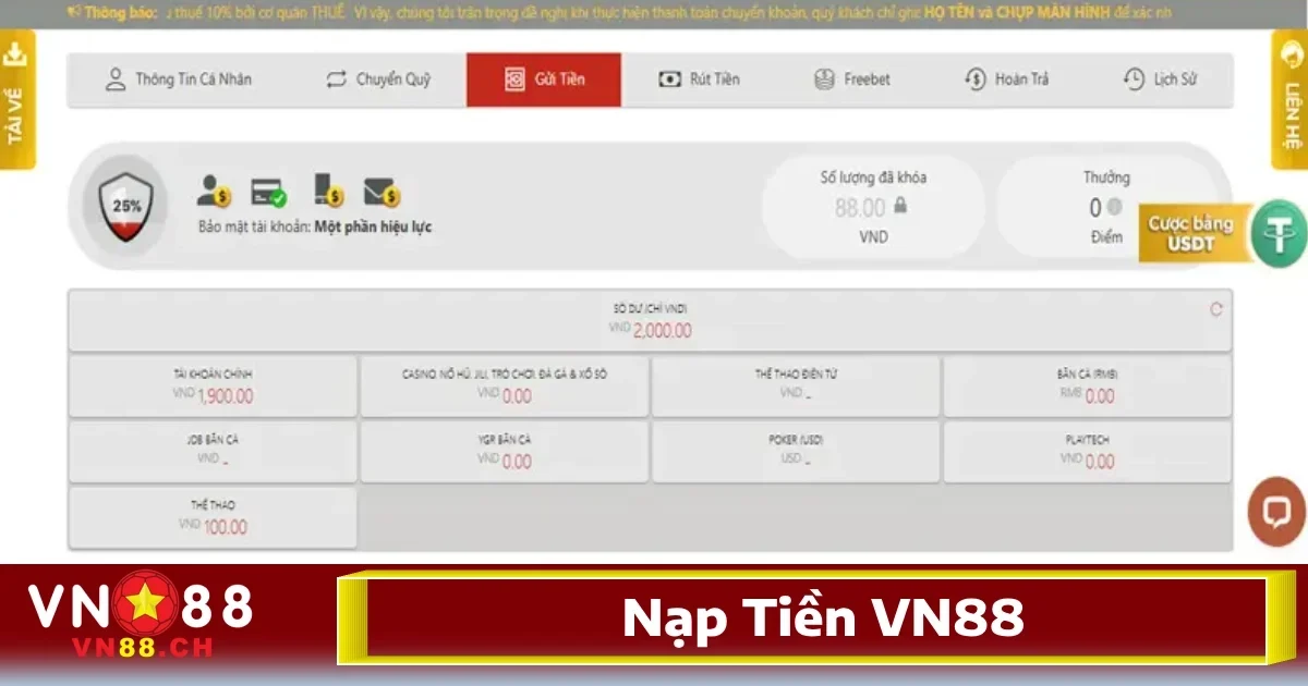Để nạp tiền vào tài khoản và bắt đầu tham gia các sản phẩm trò chơi hấp dẫn tại nhà cái, anh em chỉ cần làm theo các bước đơn giản